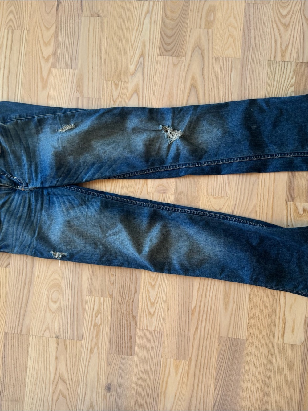 Hollister Women's Dark Blue Boot Cut Jeans with Subtle Distressing